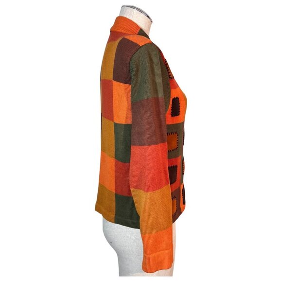 Christina Rotelli Parisian Patchwork Cardigan Sweater Size PS Cotton Colorblock - Picture 3 of 7